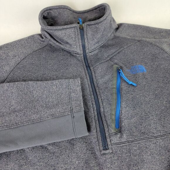 The North Face‎ XL Half Zip Pullover Jacket Zip Pocket Fleece Gray Sweatshirt - Picture 1 of 7